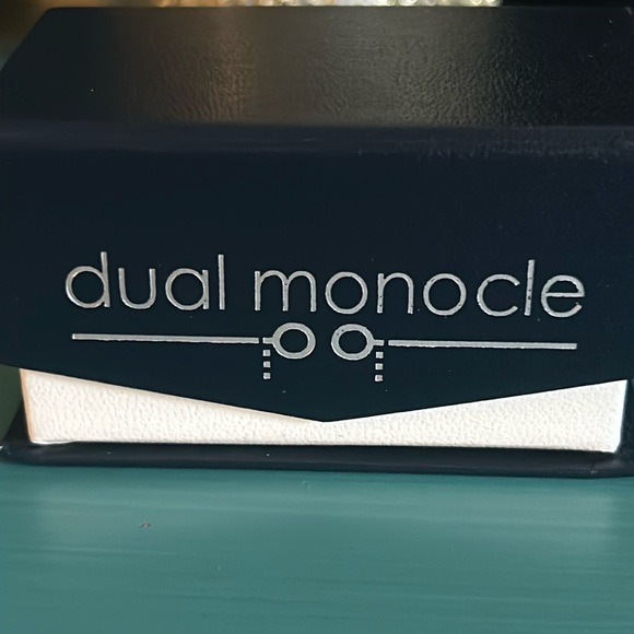 New Dual Monocle Monogrammed “P” Cufflinks Silver Tone in Gift Box - Picture 3 of 5